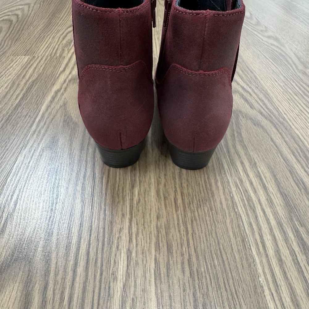 Abeo Ankle Boots Womens 8.5 Burgundy Leather Comfort Bootie Round Toe Holiday - Picture 8 of 16